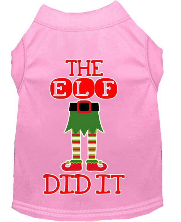 The Elf Did It Screen Print Dog Shirt Light Pink XXXL